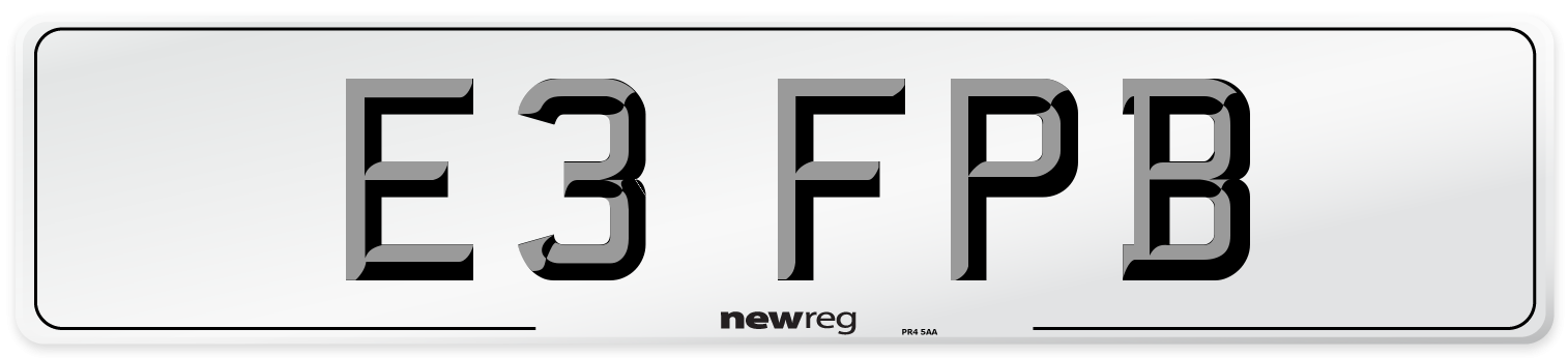 E3 FPB Number Plate from New Reg